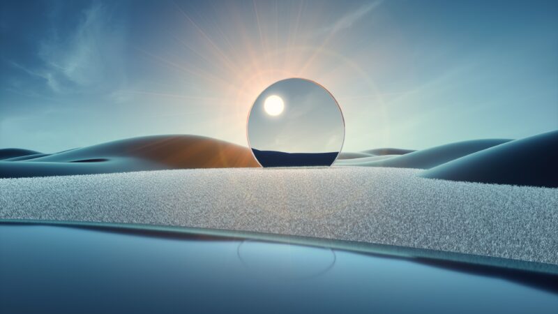 Desert Glass Orb | Scenic Landscape Desktop wallpaper 4K