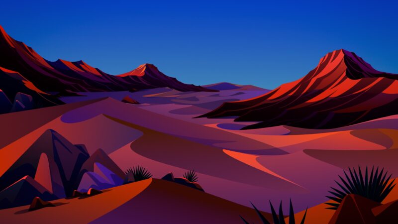 Desert Dunes Landscape | Warm & Cool Tones Desktop wallpaper 4K