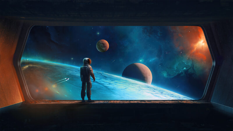 Digital Astronaut Navigating Planets And Spaceships wallpaper 4K