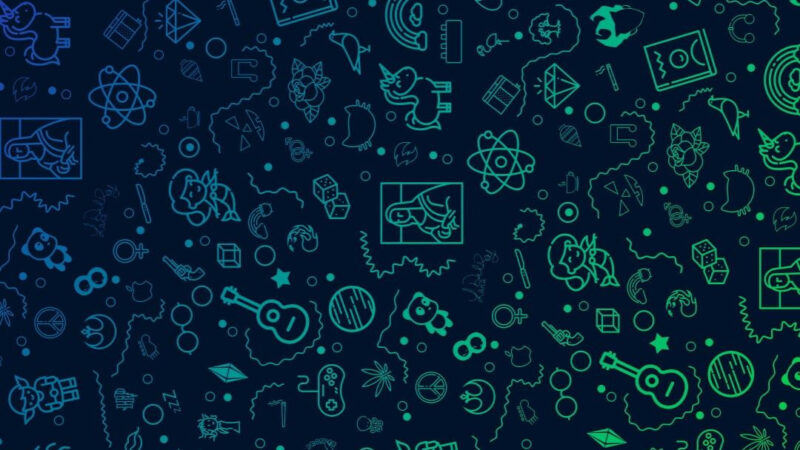 Doodles Dark Navy | Turquoise Lime iPhone wallpaper 4K