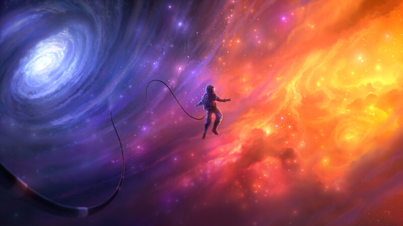 Dreaming Astronaut Drifts Through Distant Galaxies wallpaper 4K