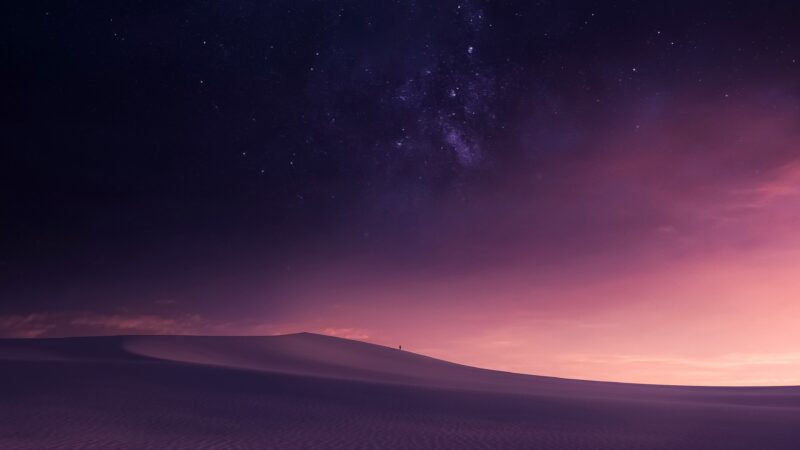 Dreamy Desert Dunes Under a Starlit Night wallpaper 4K