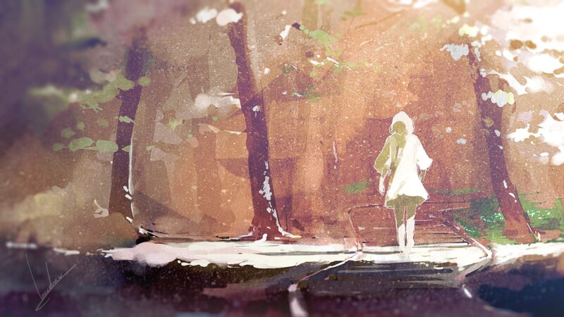 Dreamy Forest Path Girl White Dress Desktop Wallpaper 4K wallpaper 4K