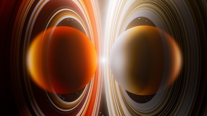 Dual Planetary Rings in Perfect Cosmic Symmetry wallpaper 4K