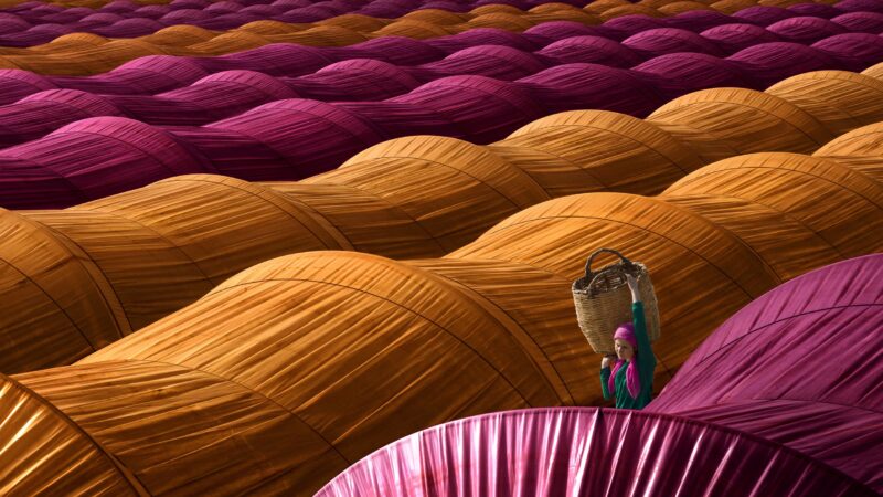 Fabric Dome Fields Fantasy Figure Digital Art Desktop Wallpape… wallpaper 4K