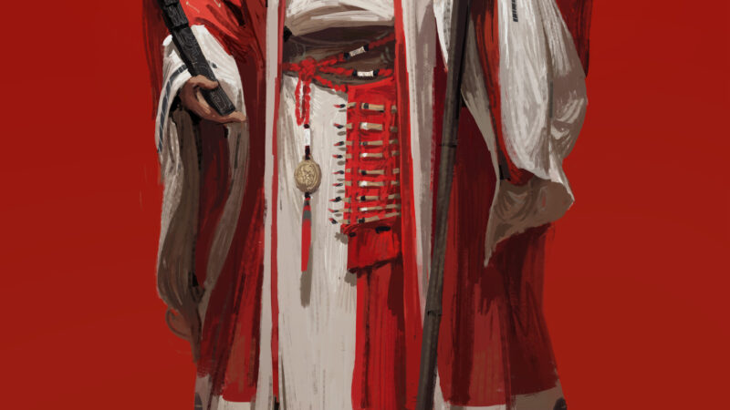 Figure in Red Robe | Dramatic iPhone Art wallpaper 4K