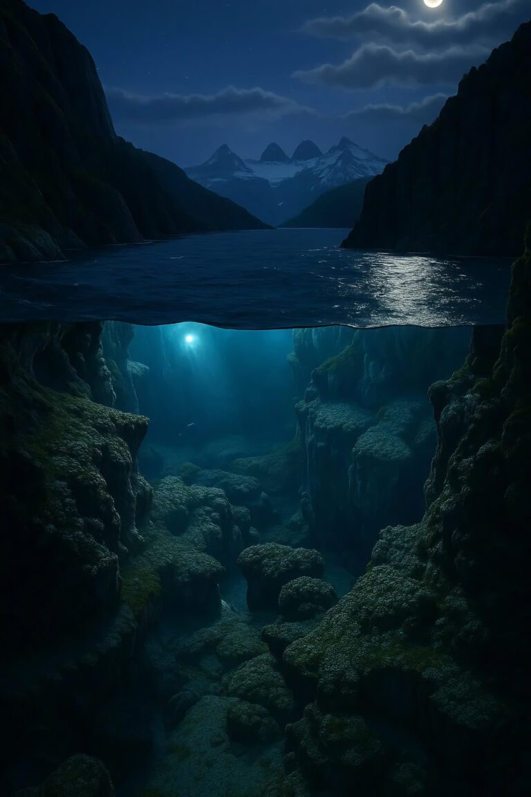 Fjord Underwater View iPhone | Dramatic Blue Tones wallpaper 4K