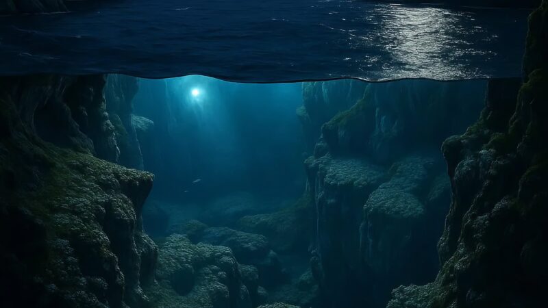 Fjord Underwater View iPhone | Dramatic Blue Tones wallpaper 4K