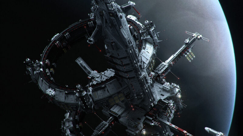 Fleet Beacon Sci-Fi Space Station iPhone Wallpaper 4K wallpaper 4K