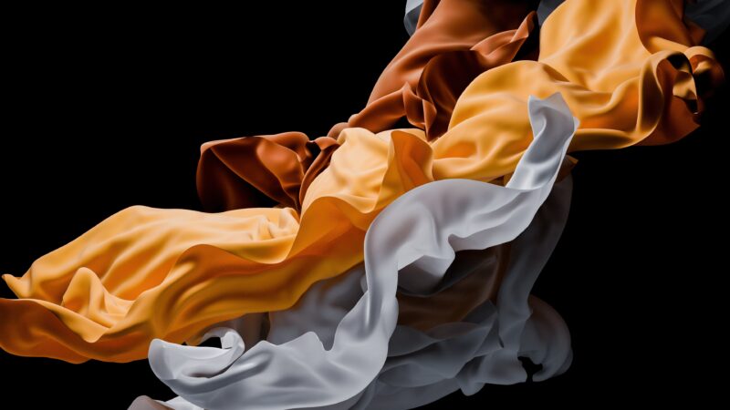Orange White Fabric | Flowing Texture Desktop wallpaper 4K