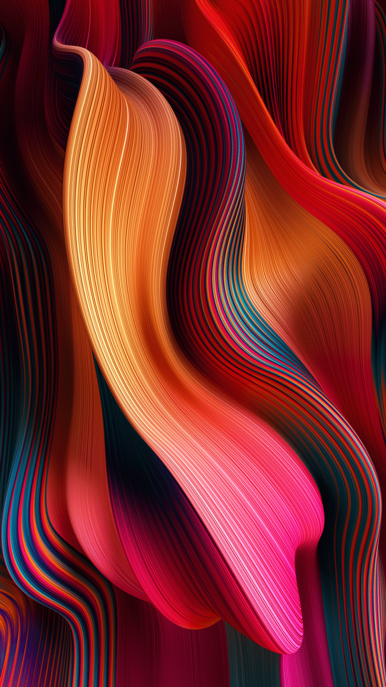Flowing Lines iPhone | Orange & Pink Abstract wallpaper 4K