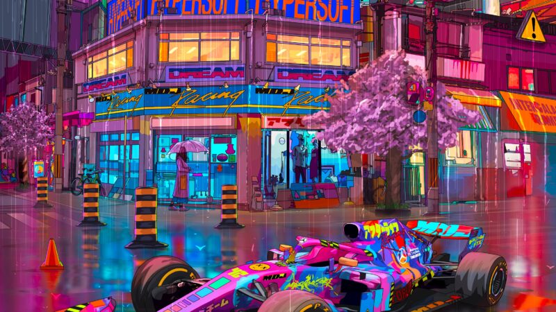 Formula One City Nights | Neon iPhone View wallpaper 4K