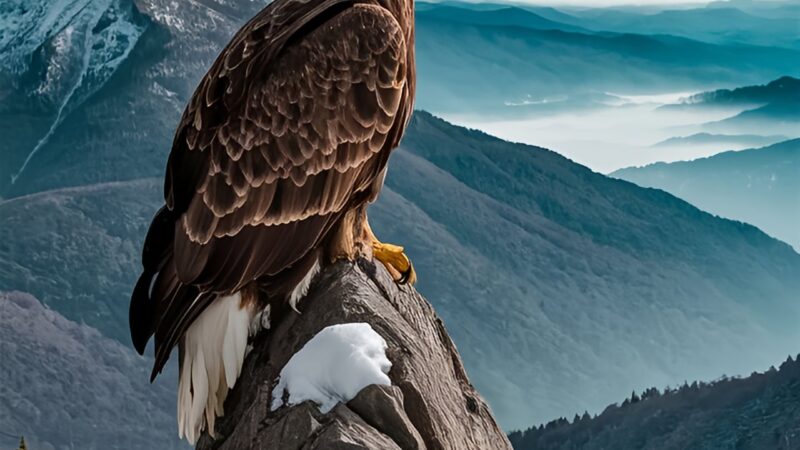 Golden Eagle Perch iPhone | Rocky Mountain View wallpaper 4K