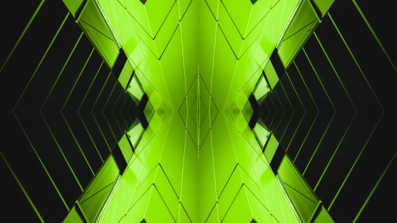 Green Geometric Tunnel | Abstract 3D Desktop wallpaper 4K