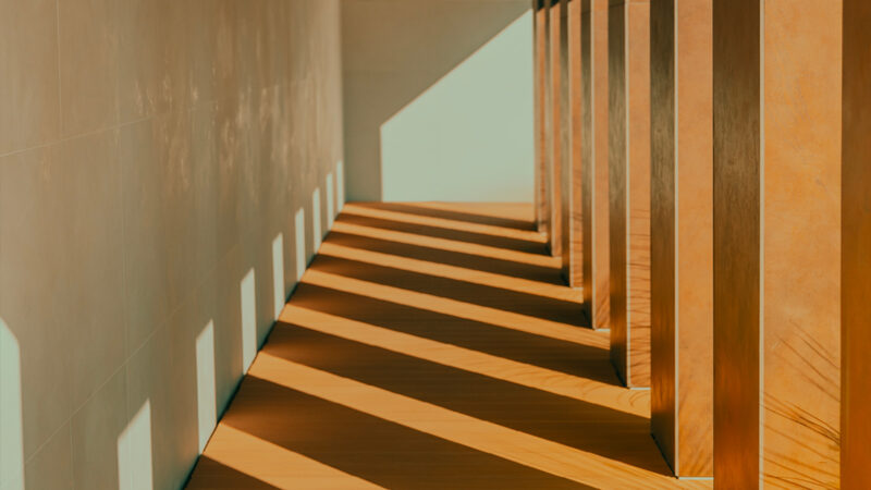 Wooden Columns Hallway | Light & Shadow iPhone wallpaper 4K