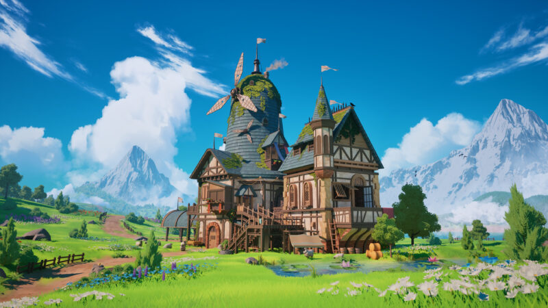 Fantasy Castle House with Windmill 4K Desktop Wallpaper wallpaper 4K