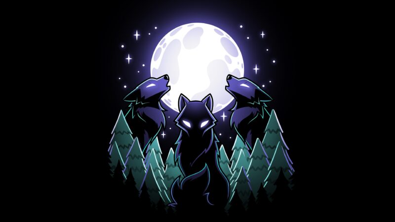 Howling Wolves Moonlight | Forest Night Desktop wallpaper 4K