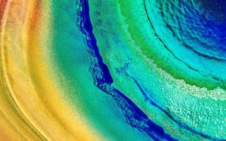 Iridescent Swirl iPhone | Teal Blue Gold Art wallpaper 4K