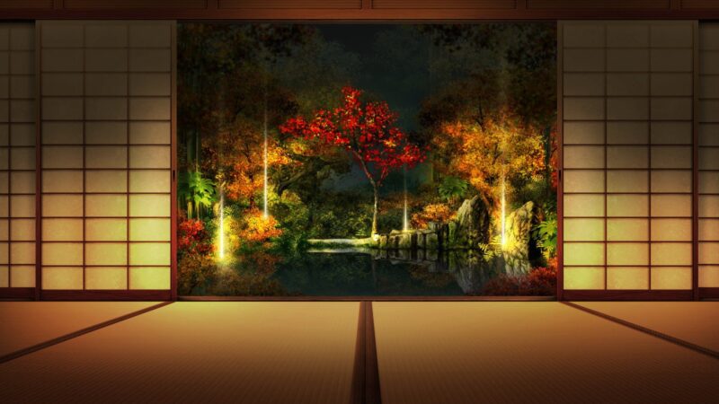 Japanese Tatami Room Autumn Mural Digital Desktop Wallpaper 4K wallpaper 4K