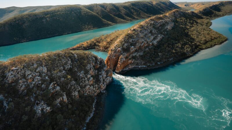 Kimberley Horizontal Falls from Above wallpaper 4K