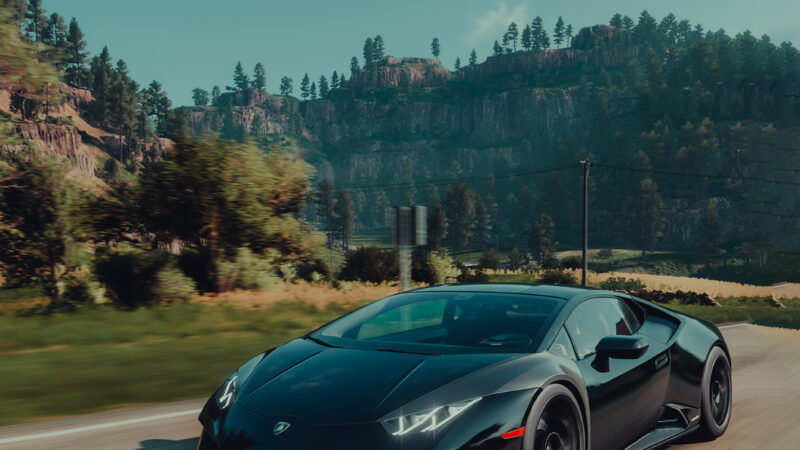 Lamborghini Aventador iPhone | Black Sports Car Road wallpaper 4K