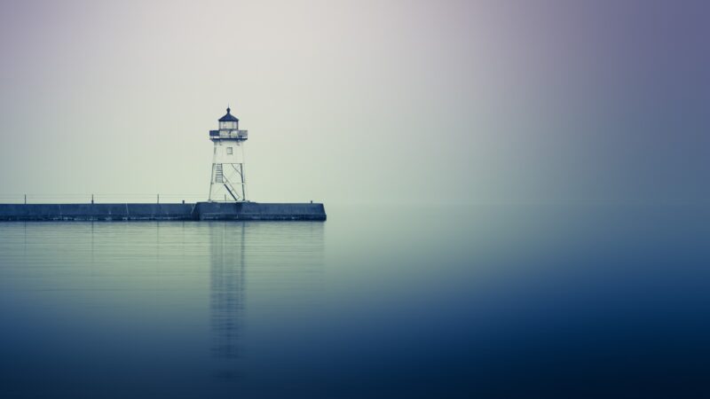 Calm Lighthouse View | Serene Coastal Desktop wallpaper 4K