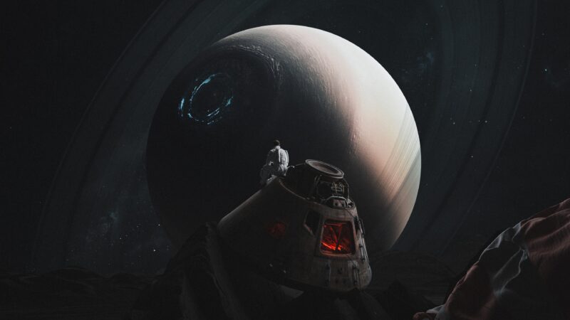 Lone Astronaut Lost in a Dreamlike Spacescape wallpaper 4K