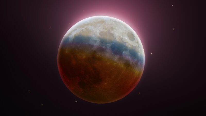 Lunar Eclipse Splits Into Colorful Spectrum wallpaper 4K