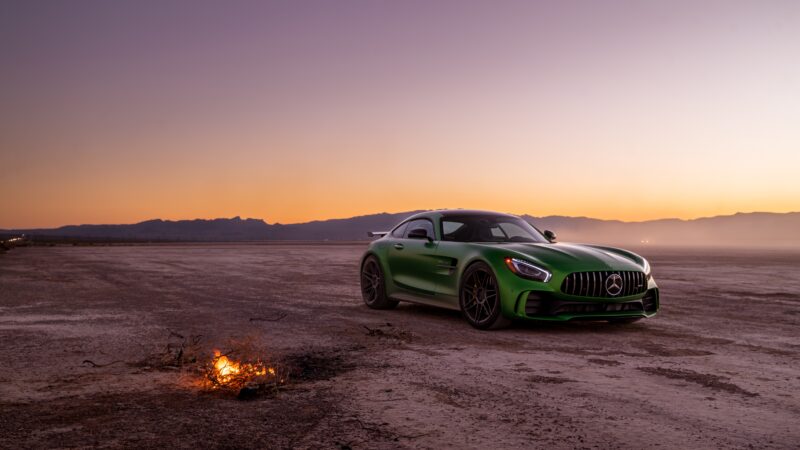 Mercedes-AMG GT Green Salt Flat Twilight Fire Desktop Wallpape… wallpaper 4K