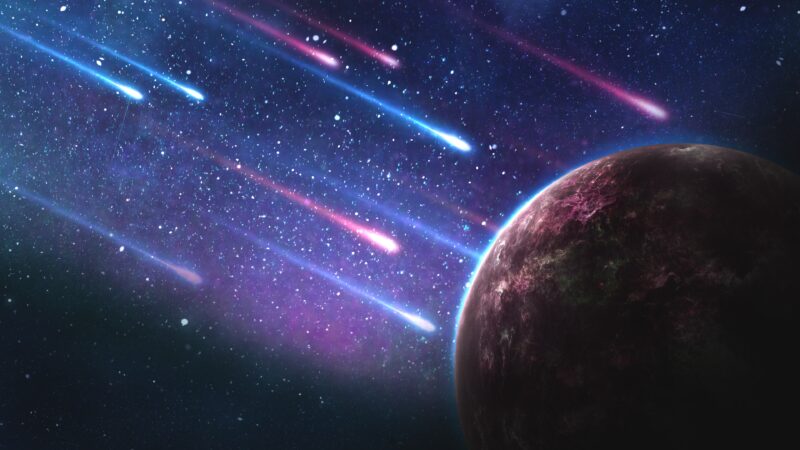 Meteor Shower Space | Dark Planet Night Sky Desktop wallpaper 4K