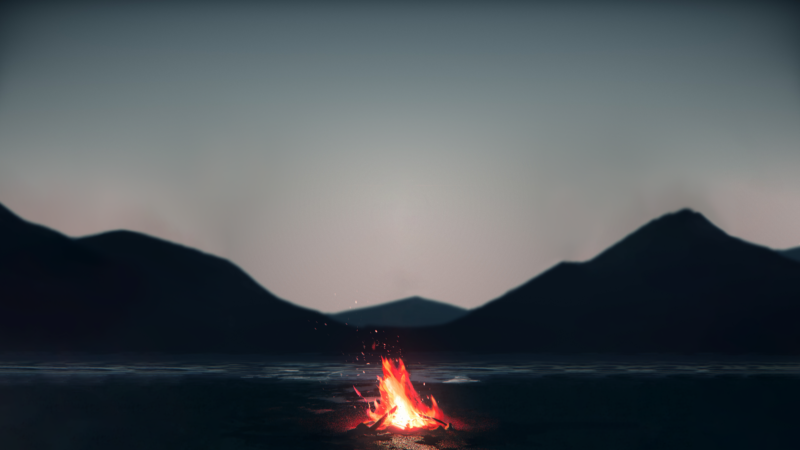Mountain Lake Campfire 4K Desktop Wallpaper wallpaper 4K