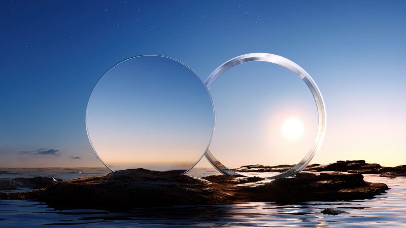 Mirrored Ocean Horizon at Golden Sunset wallpaper 4K