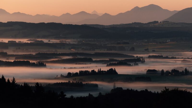 Misty Valley Bathed in Golden Hour wallpaper 4K