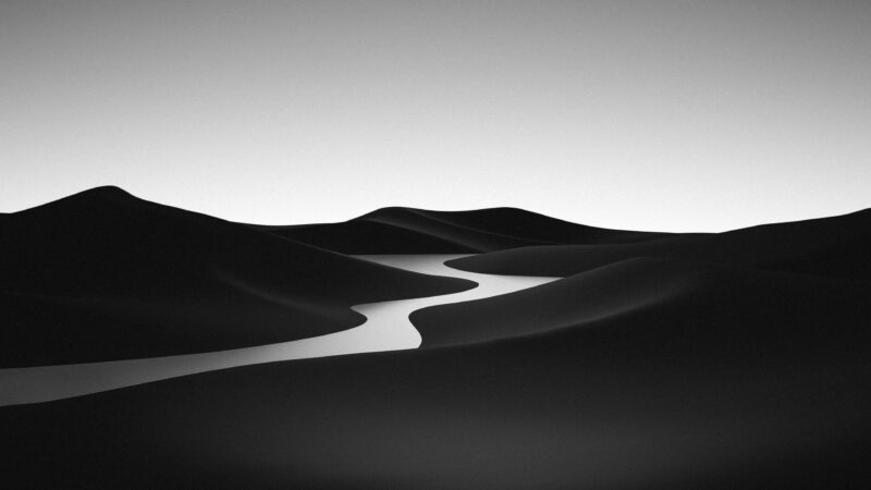 Monochrome River Cuts Through Desert wallpaper 4K