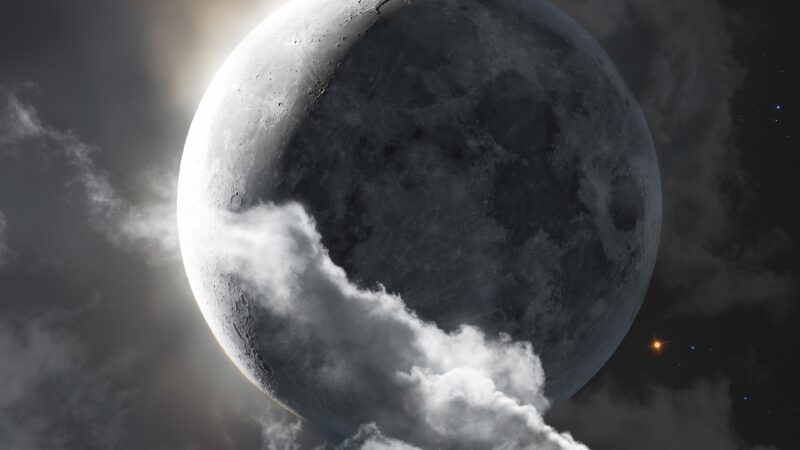 Moon Peers Through Drifting Cloud Layers wallpaper 4K