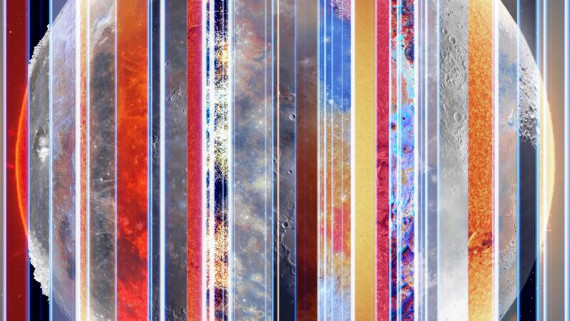 Moon Stripped Lines Desktop | Colorful Lunar Texture wallpaper 4K