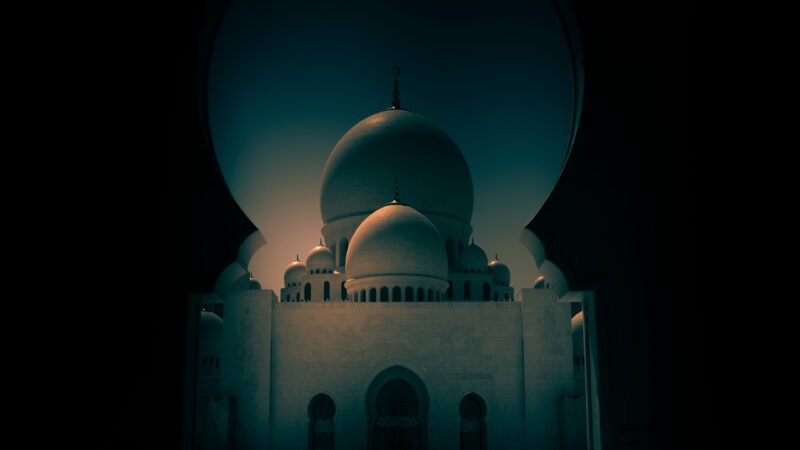 Mosque Domes at Night | Islamic Architecture Desktop wallpaper 4K