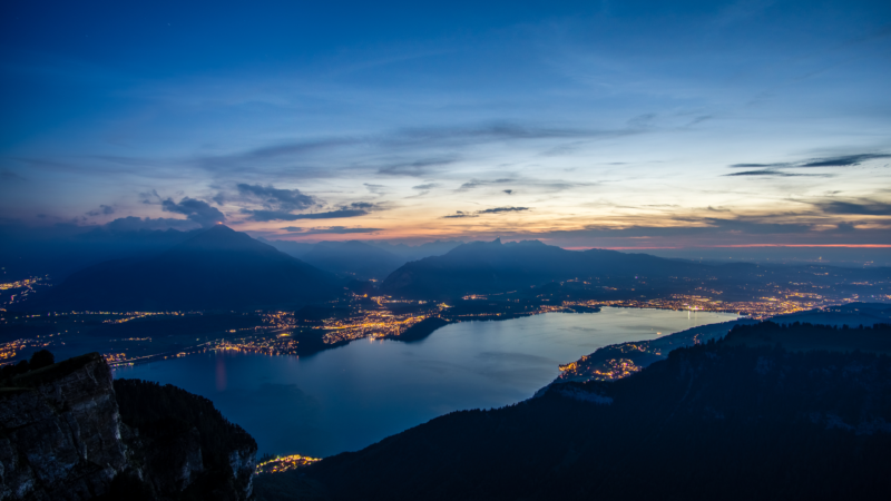 4K Mountain Lake Cityscape Desktop Wallpaper for OLED Screens wallpaper 4K