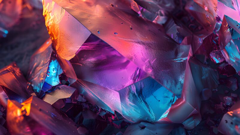 Neon Crystal Fracture | Glowing Light Desktop wallpaper 4K