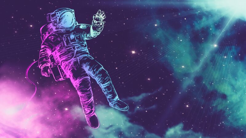 Neon-Lit Astronaut Glowing Among The Stars wallpaper 4K
