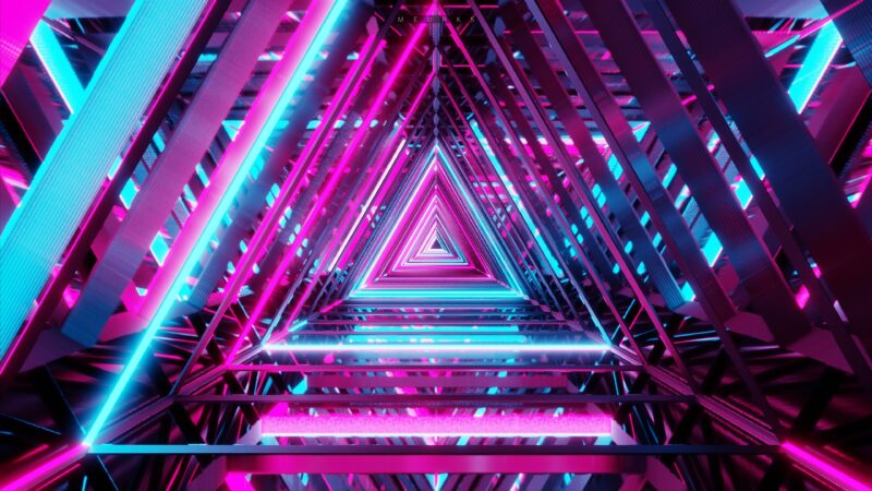 Neon Triangle Tunnel | Cyberpunk Glow Desktop wallpaper 4K