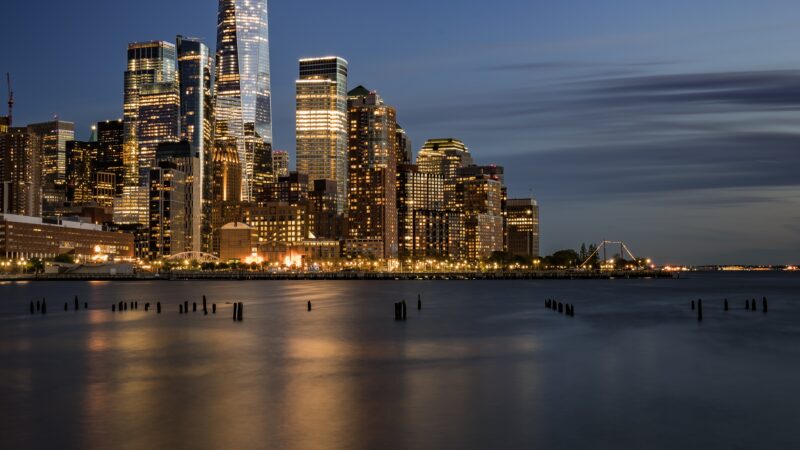 New York City Skyline iPhone | Night Lights Reflection wallpaper 4K