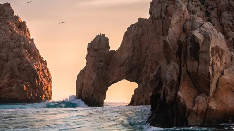 Ocean Rock Arch iPhone | Coastal Bird Silhouette wallpaper 4K