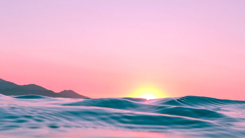 Ocean Sunset iPhone | Pink Purple Horizon View wallpaper 4K