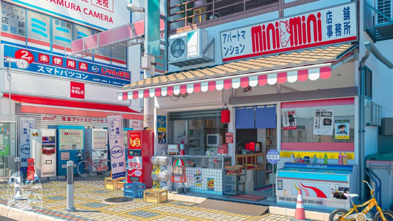 Japanese Mini Mart Storefront Desktop Wallpaper 4K wallpaper 4K