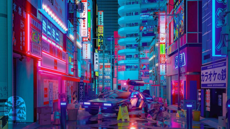 Neon Tokyo Street Desktop Wallpaper 4K wallpaper 4K