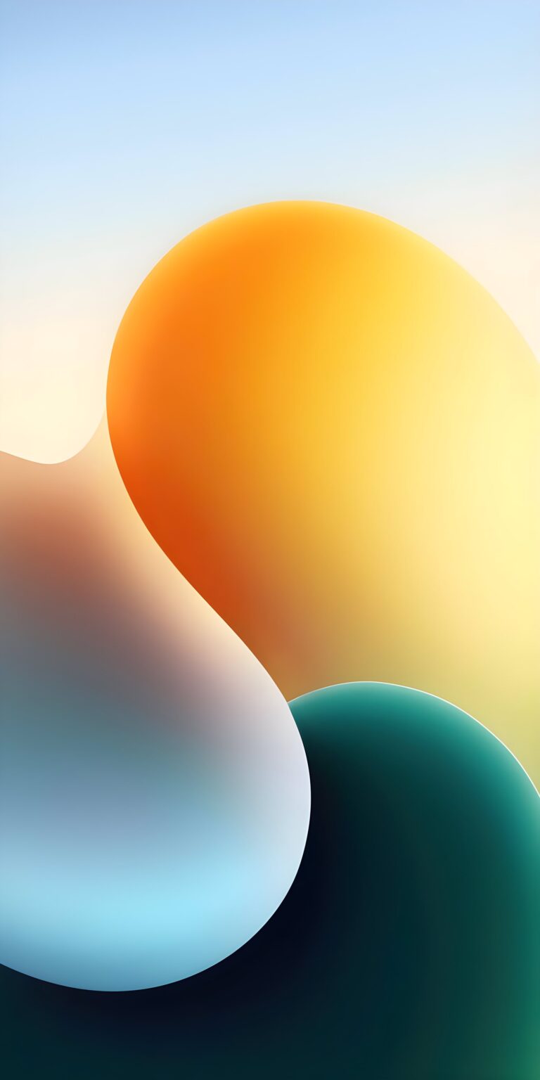 Orange Teal Shapes iPhone | Soft Abstract Design wallpaper 4K