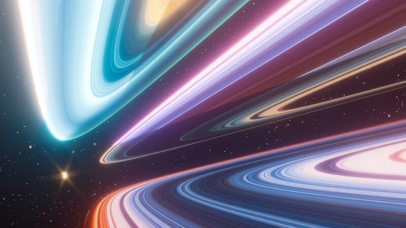 Orbital Energy Rings Streak Through Space wallpaper 4K