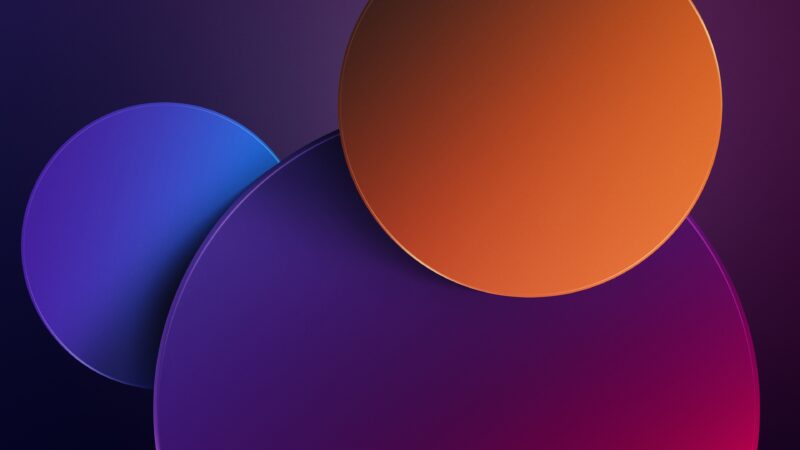 Blue Purple Orange Circles | Gradient Desktop wallpaper 4K