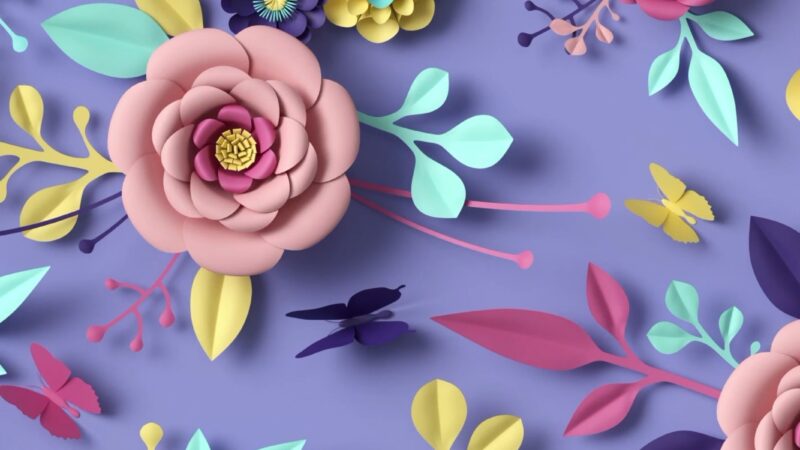Paper Cut Flowers iPhone | Lilac Floral Design wallpaper 4K